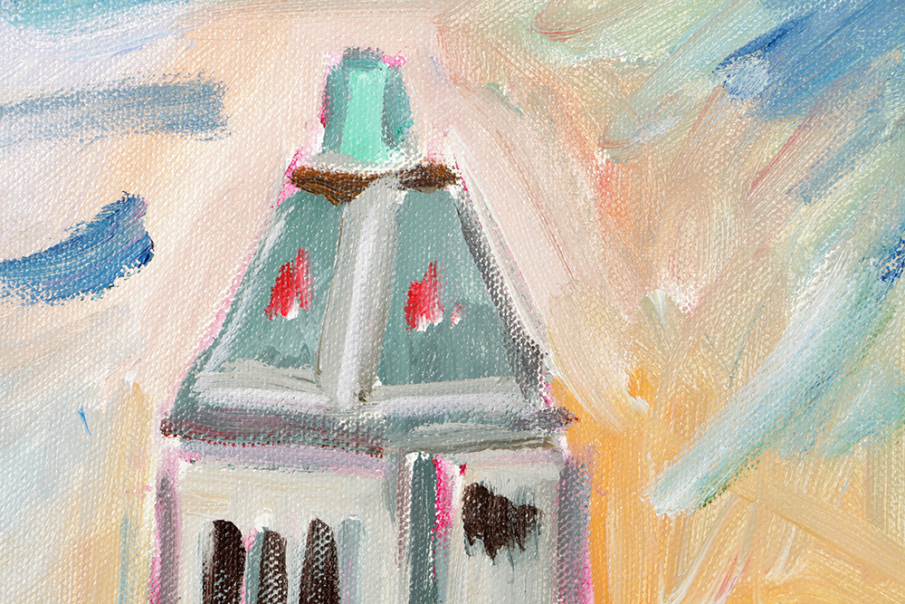 Beverly Erschell Oil Painting on Canvas of Cincinnati Skyline