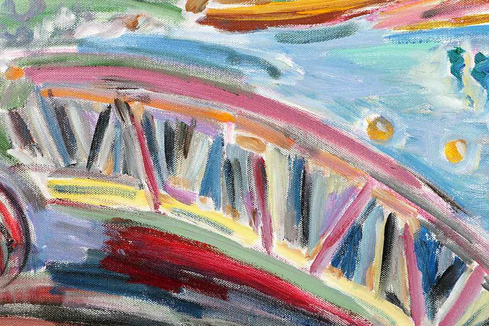 Beverly Erschell Oil Painting on Canvas of Cincinnati Skyline