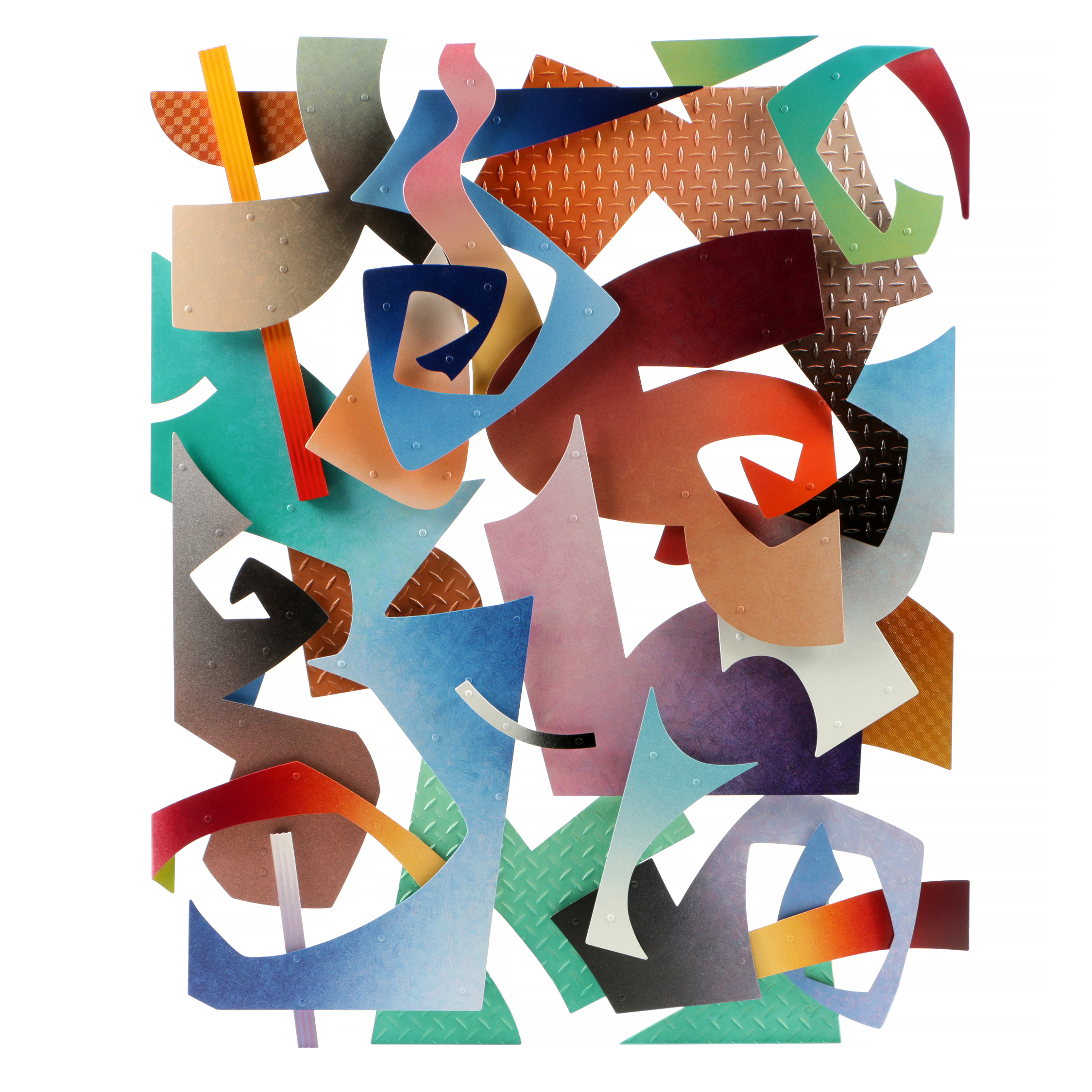 Daniel Roache Painted Metal Sculpture Abstract Composition