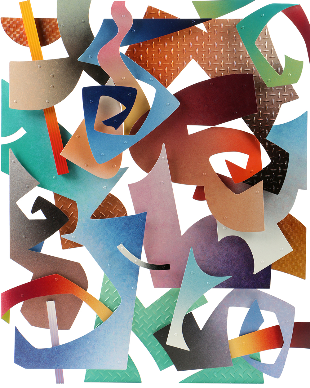 Daniel Roache Painted Metal Sculpture Abstract Composition