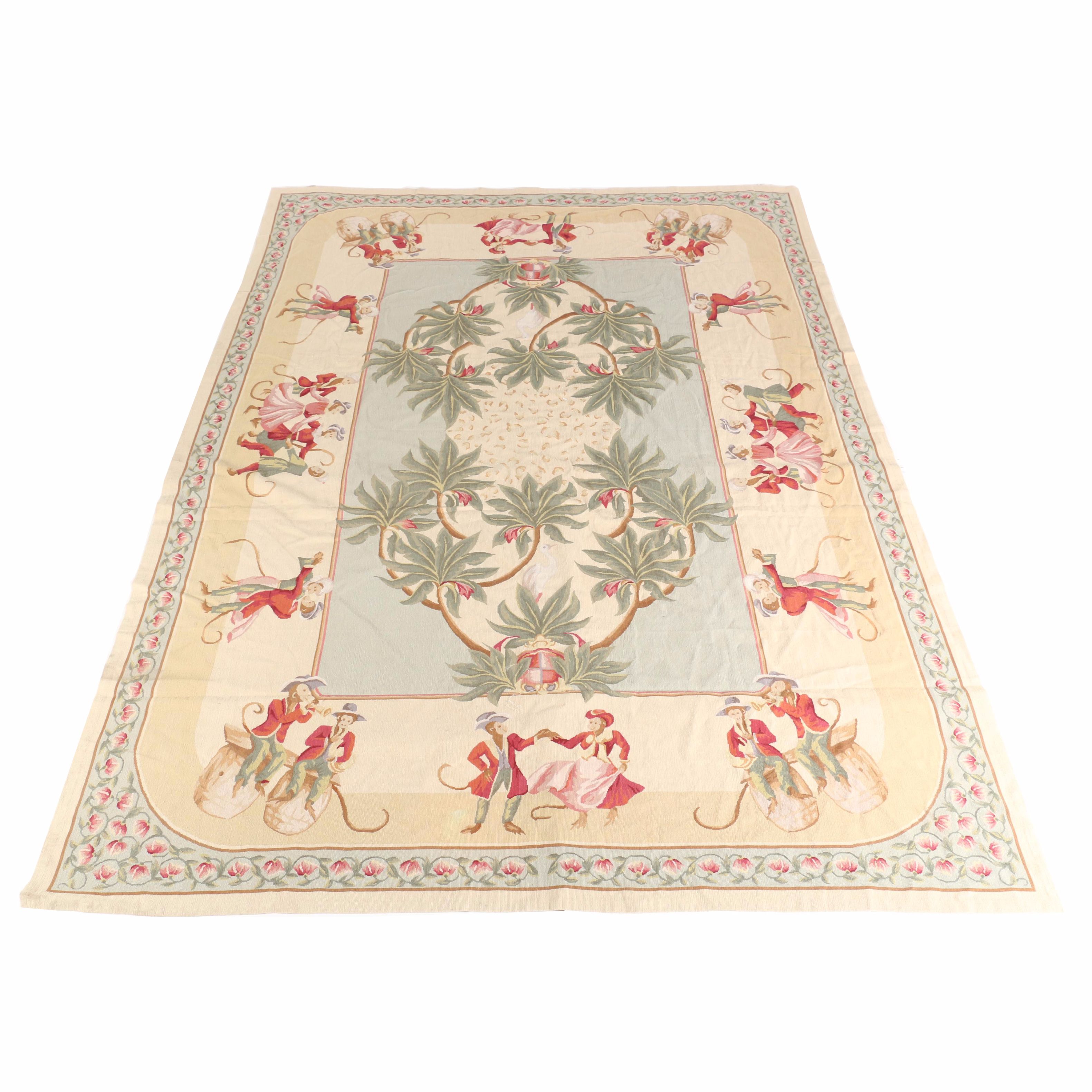 Hand-Knotted Pictorial Monkey Themed Area Rug