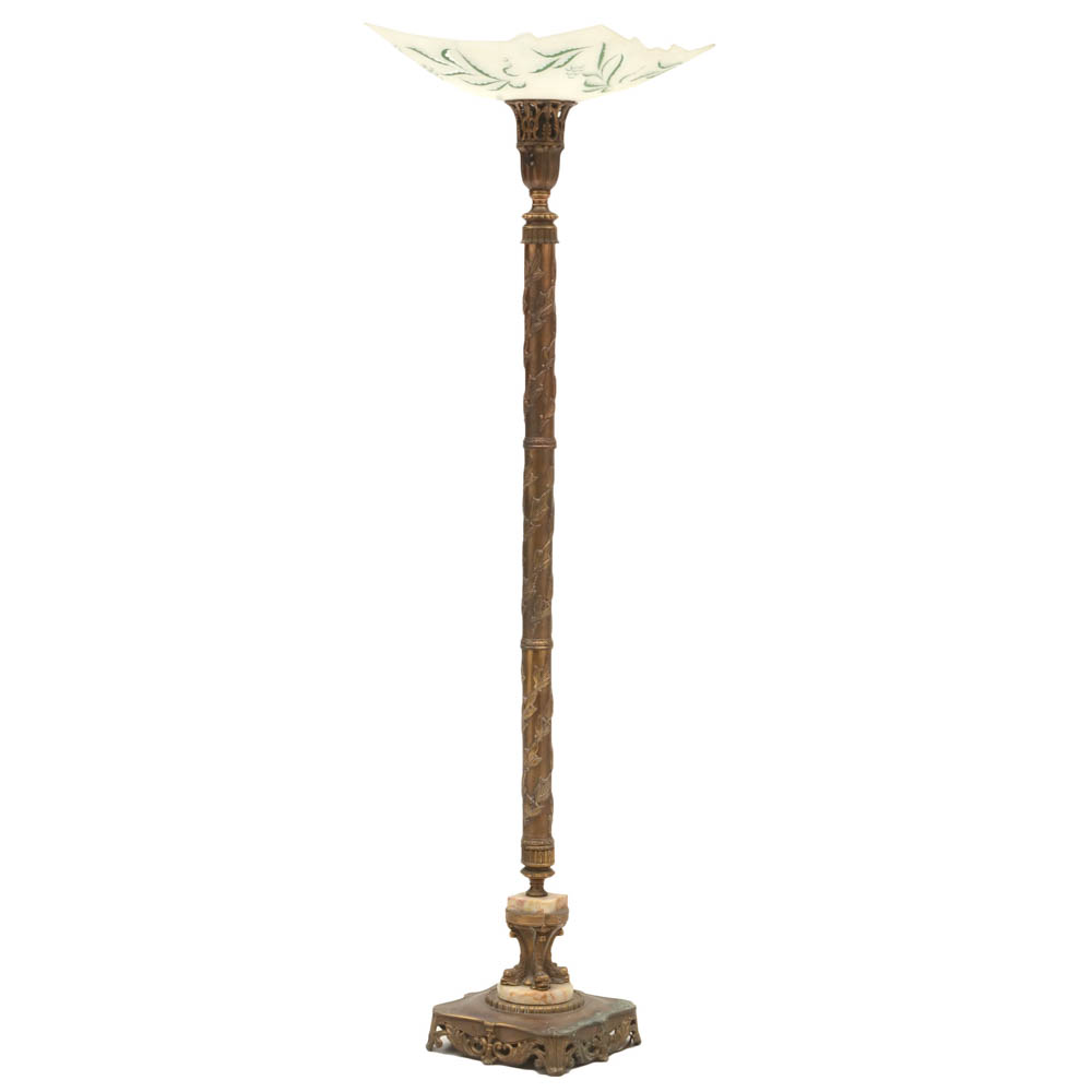 Ornate Bronze-Tone Metal Floor Lamp