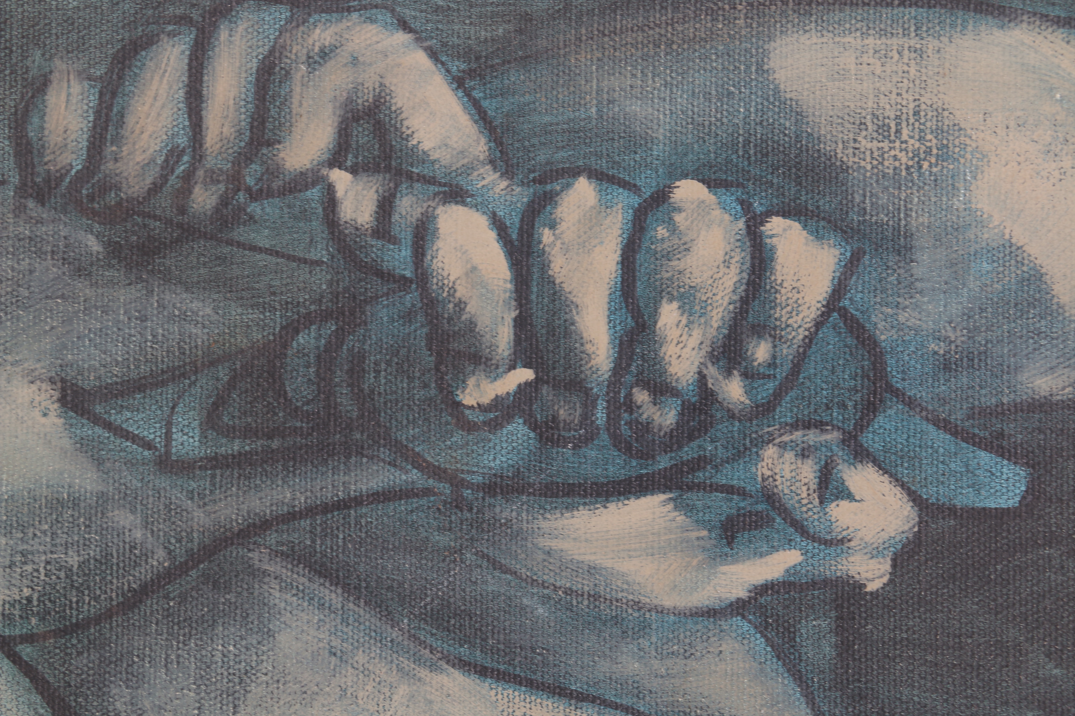 Ernest Oil Painting Depicting Two Figures with Bird