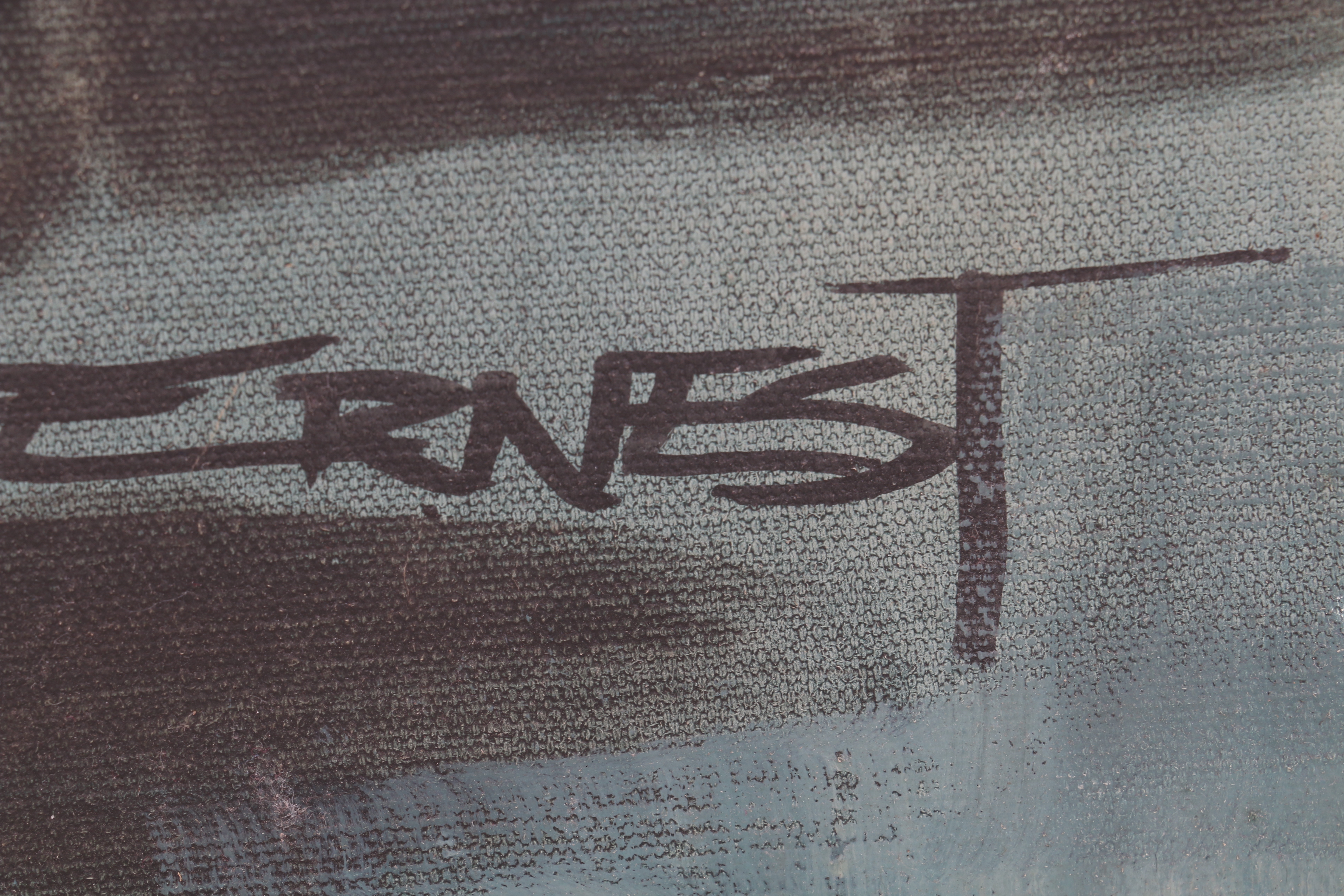 Ernest Oil Painting Depicting Two Figures with Bird