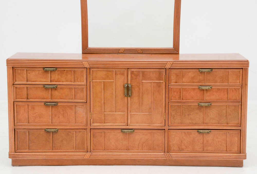 Art Deco Style Triple Dresser with Mirror