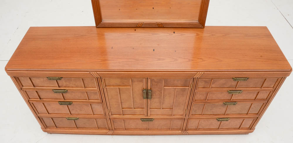 Art Deco Style Triple Dresser with Mirror