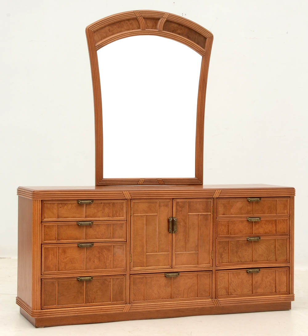 Art Deco Style Triple Dresser with Mirror