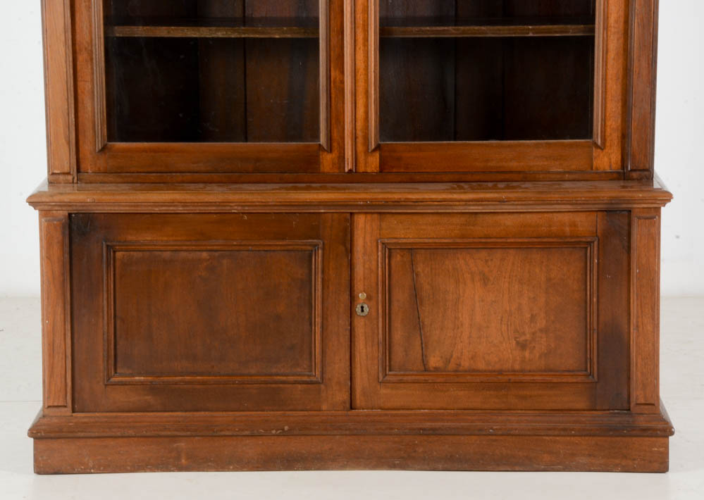 Victorian Walnut Bookcase on Cabinet