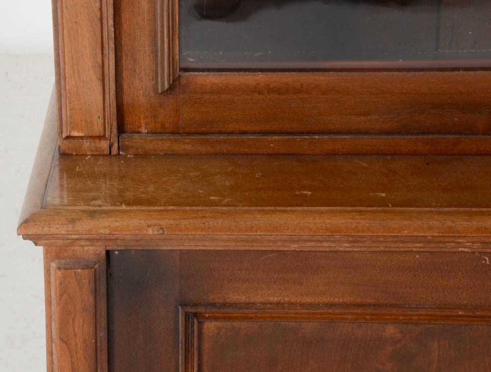 Victorian Walnut Bookcase on Cabinet