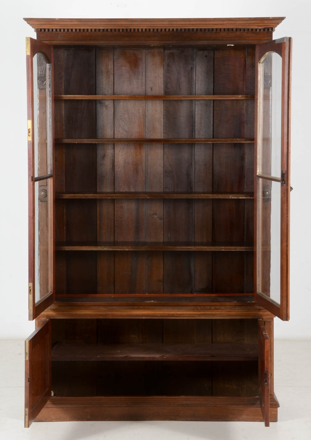 Victorian Walnut Bookcase on Cabinet