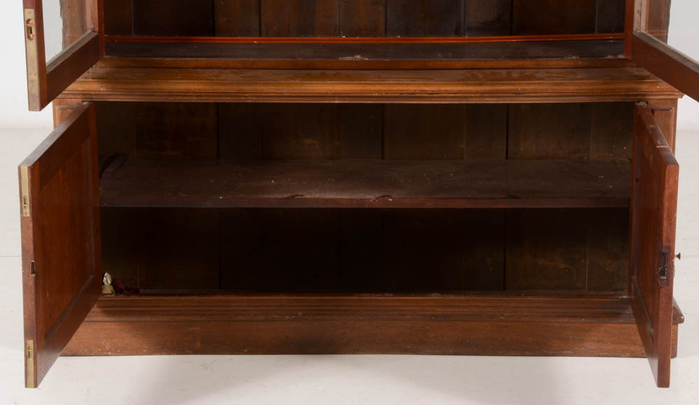 Victorian Walnut Bookcase on Cabinet