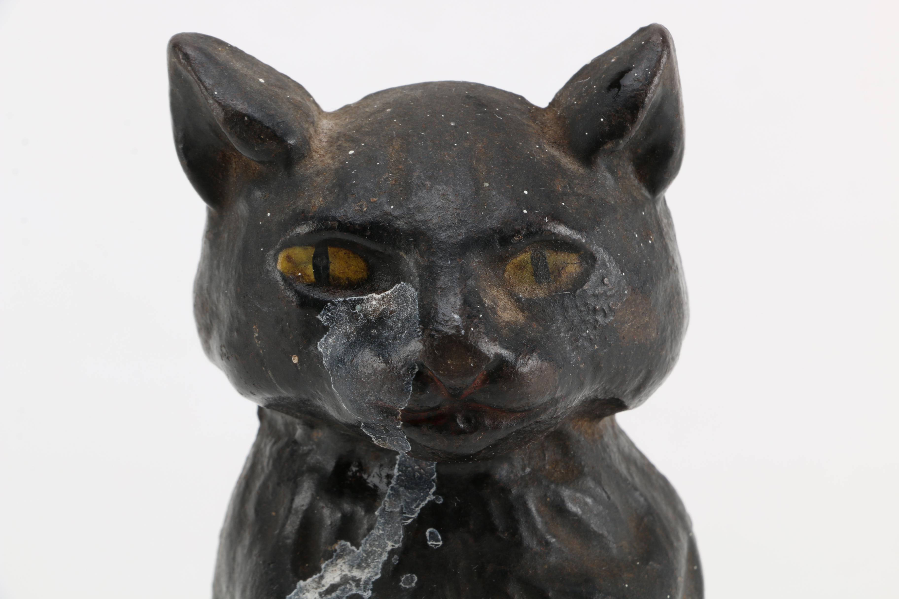 Vintage Black Cat Cast Iron Door Stop