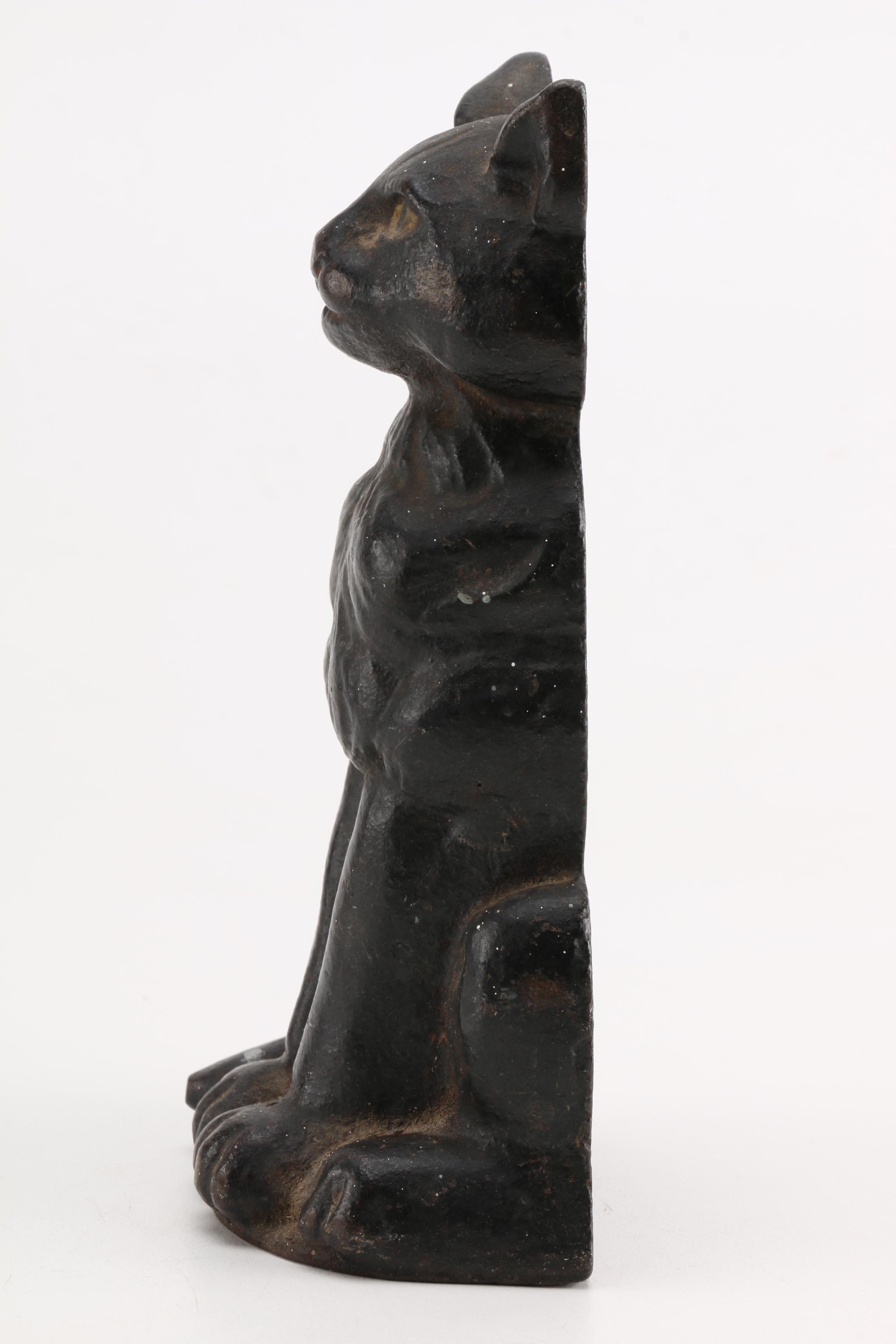 Vintage Black Cat Cast Iron Door Stop