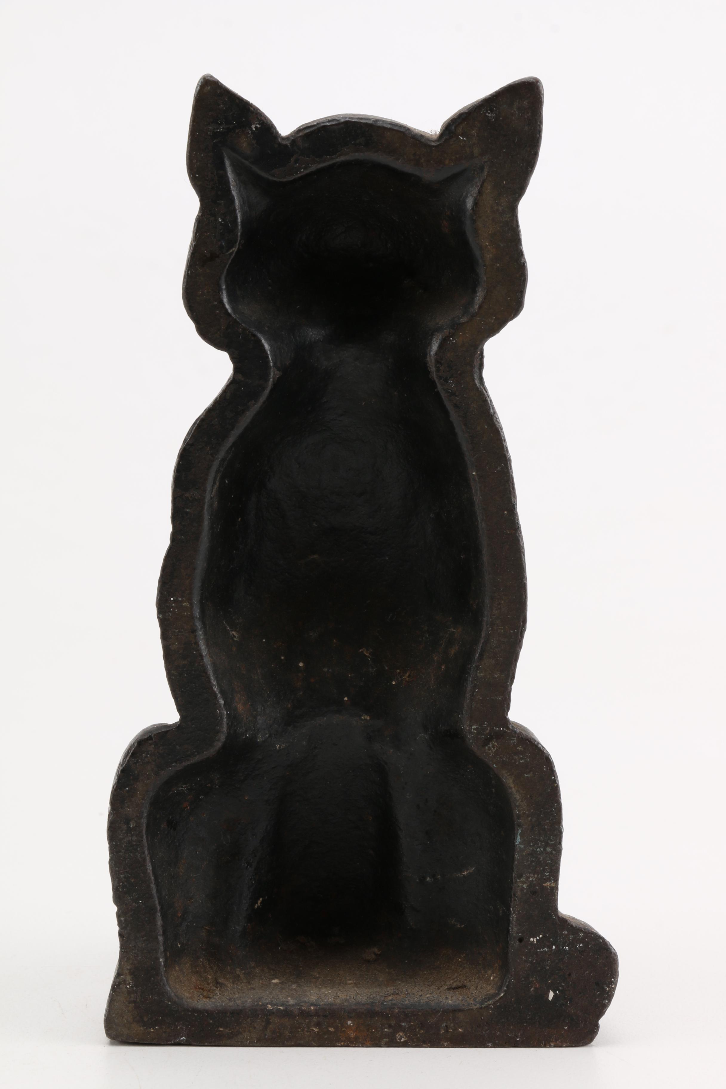 Vintage Black Cat Cast Iron Door Stop