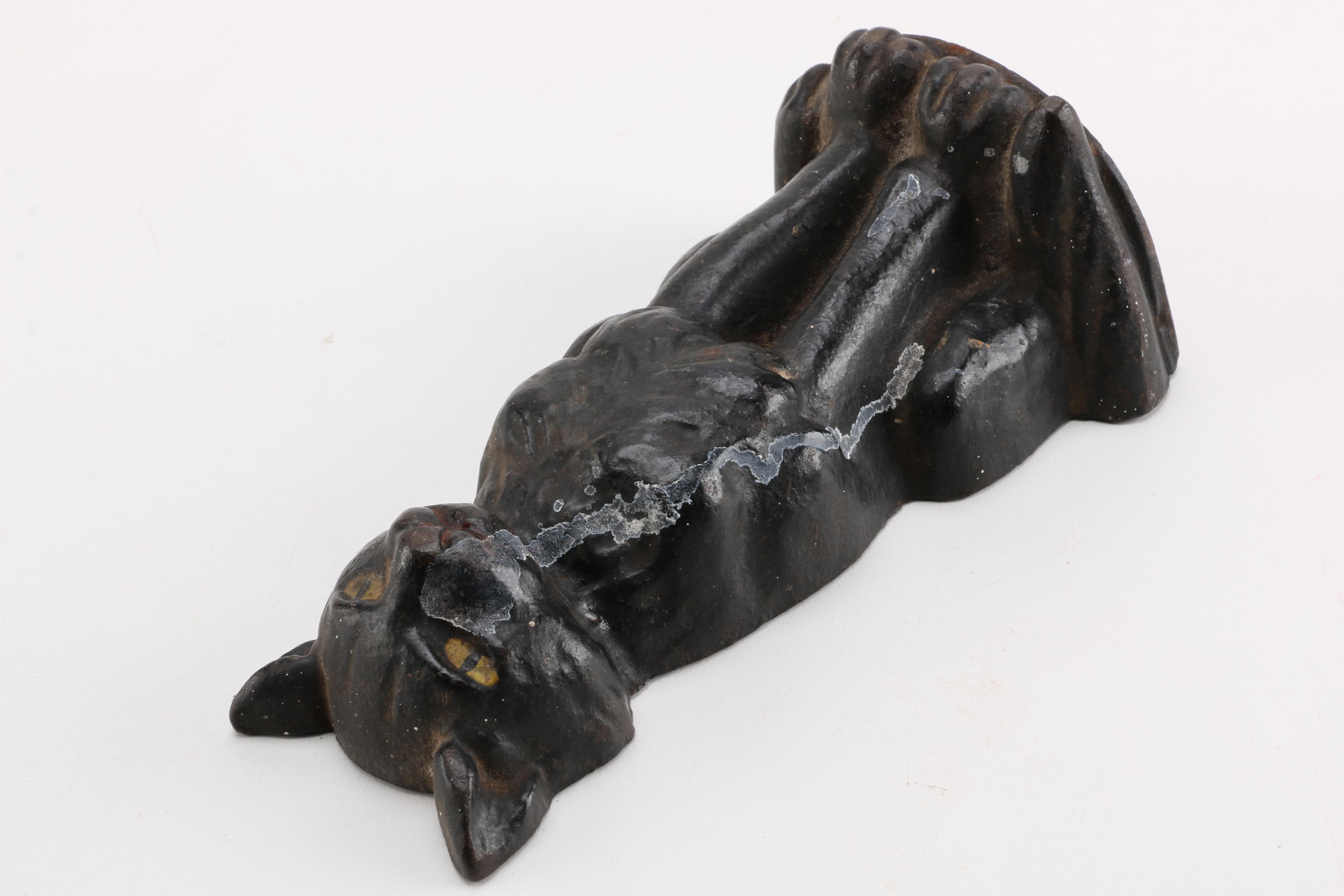 Vintage Black Cat Cast Iron Door Stop