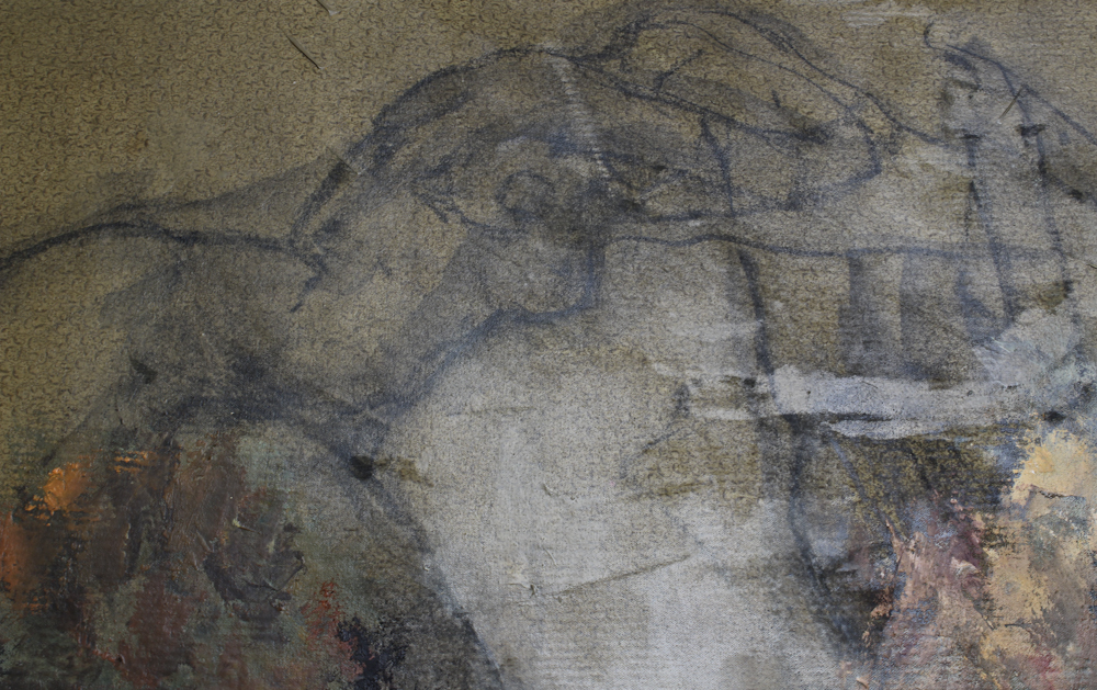 Hal Schwarze Mixed Media Painting of a Figure in a Landscape