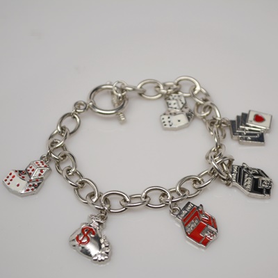 Sterling Silver Casino Game Charm Bracelet