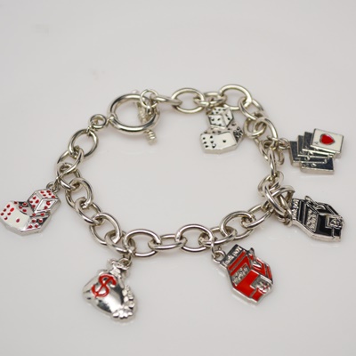 Sterling Silver Casino Game Charm Bracelet