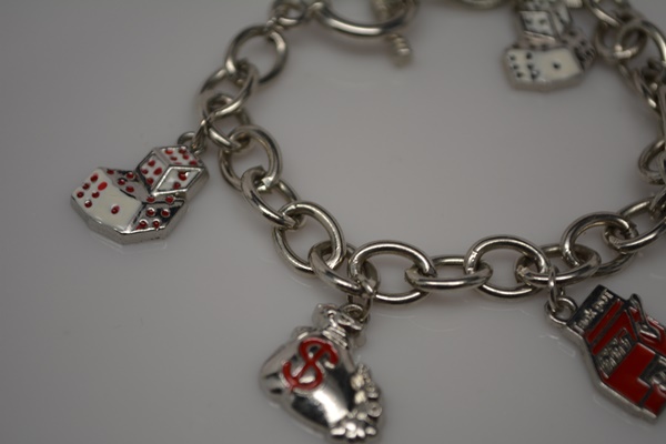 Sterling Silver Casino Game Charm Bracelet