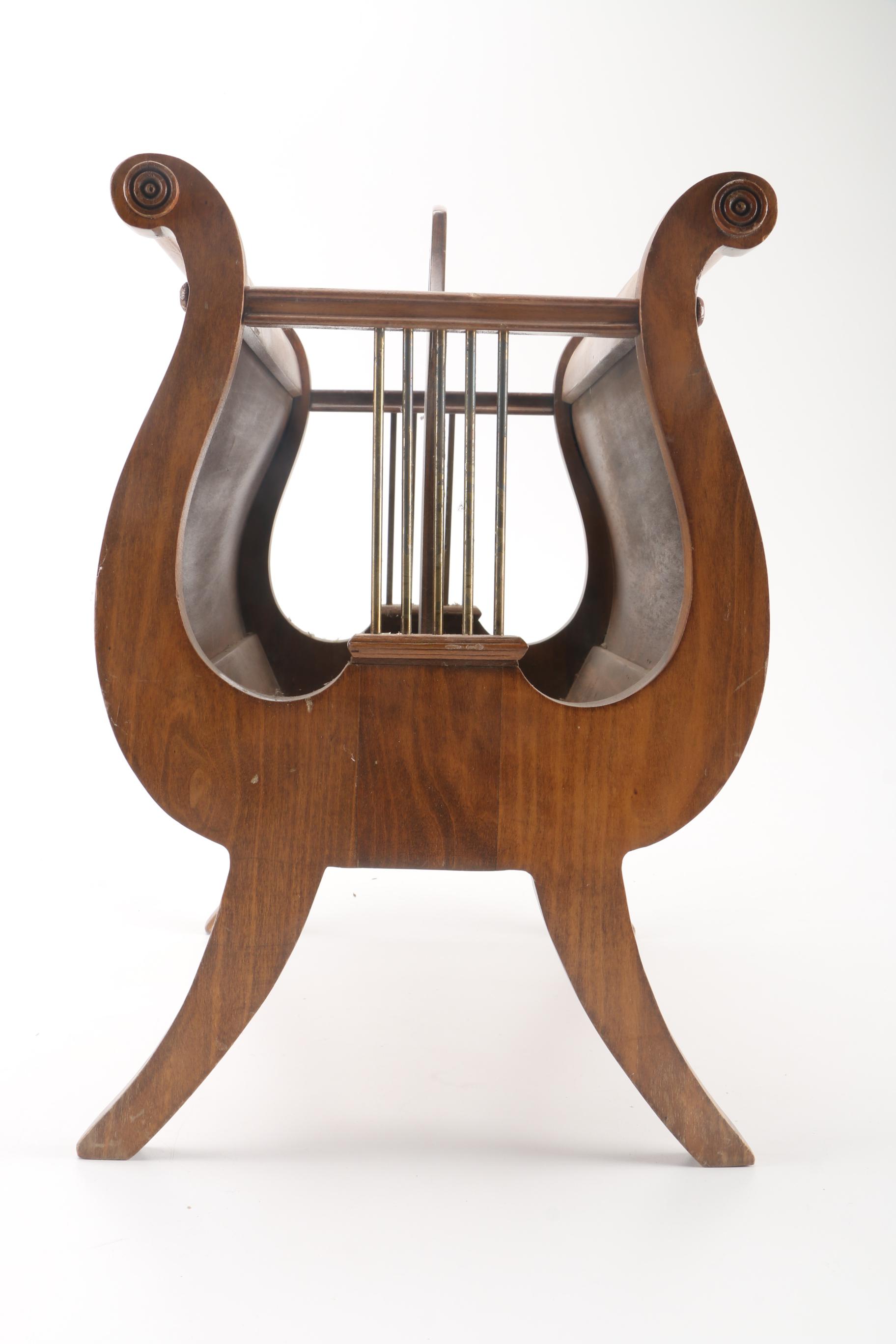 Butler Style Lyre Shaped Magazine Rack