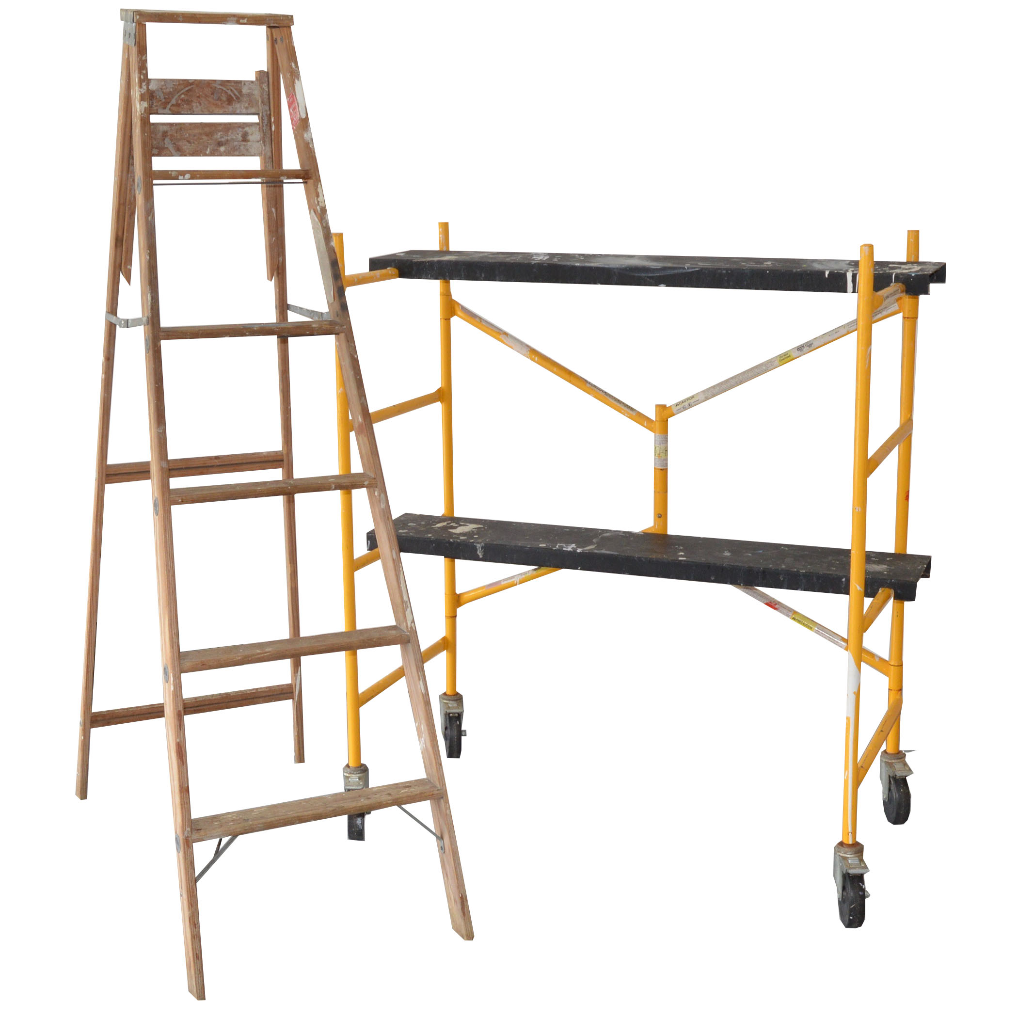 Multipurpose Scaffolding Step Ladder and Wooden Ladder