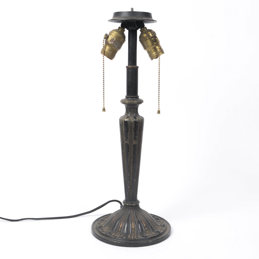 Vintage Art Nouveau Style Cast Iron Table Lamp