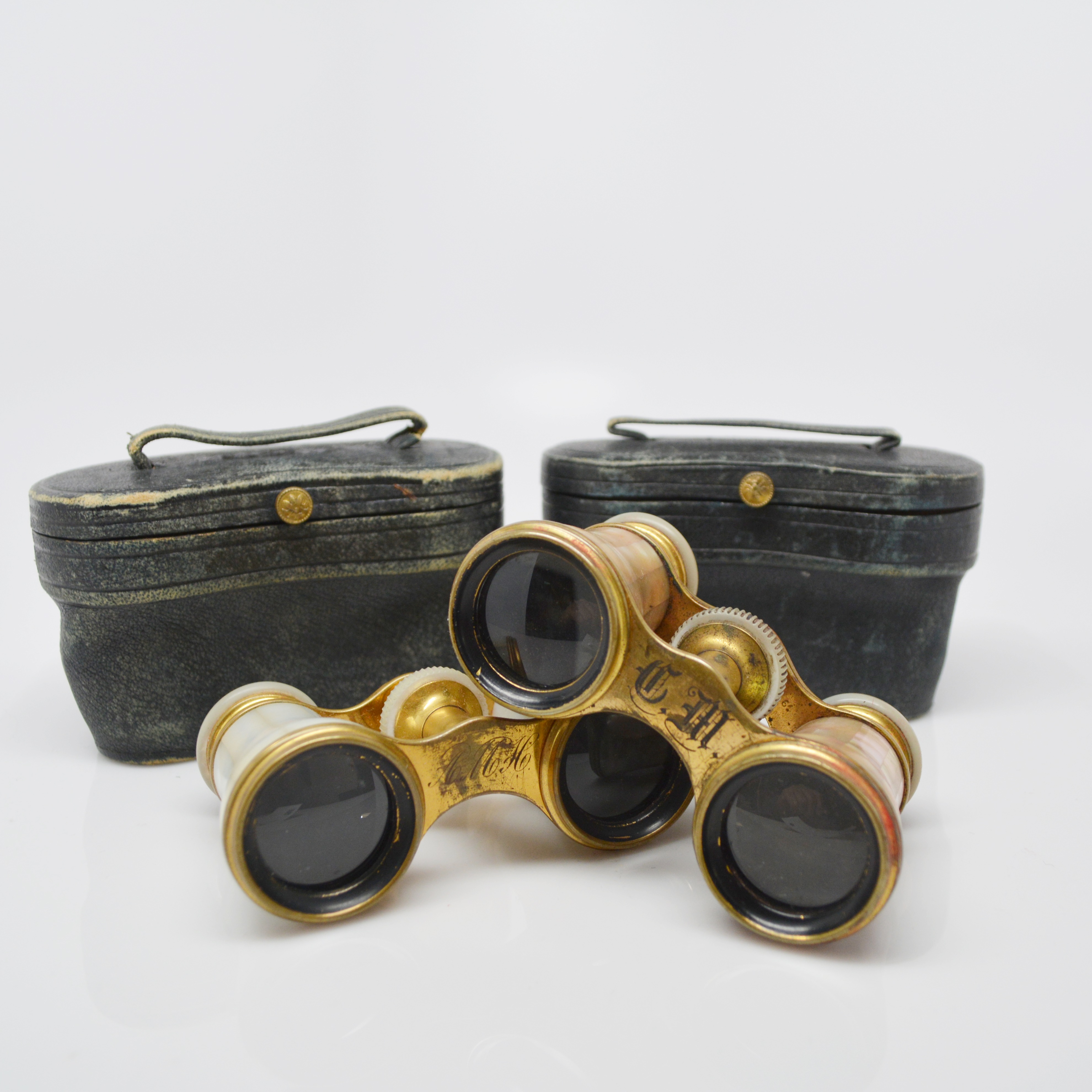 Two Vintage French Lemaire Mother of Pearl Opera Glasses