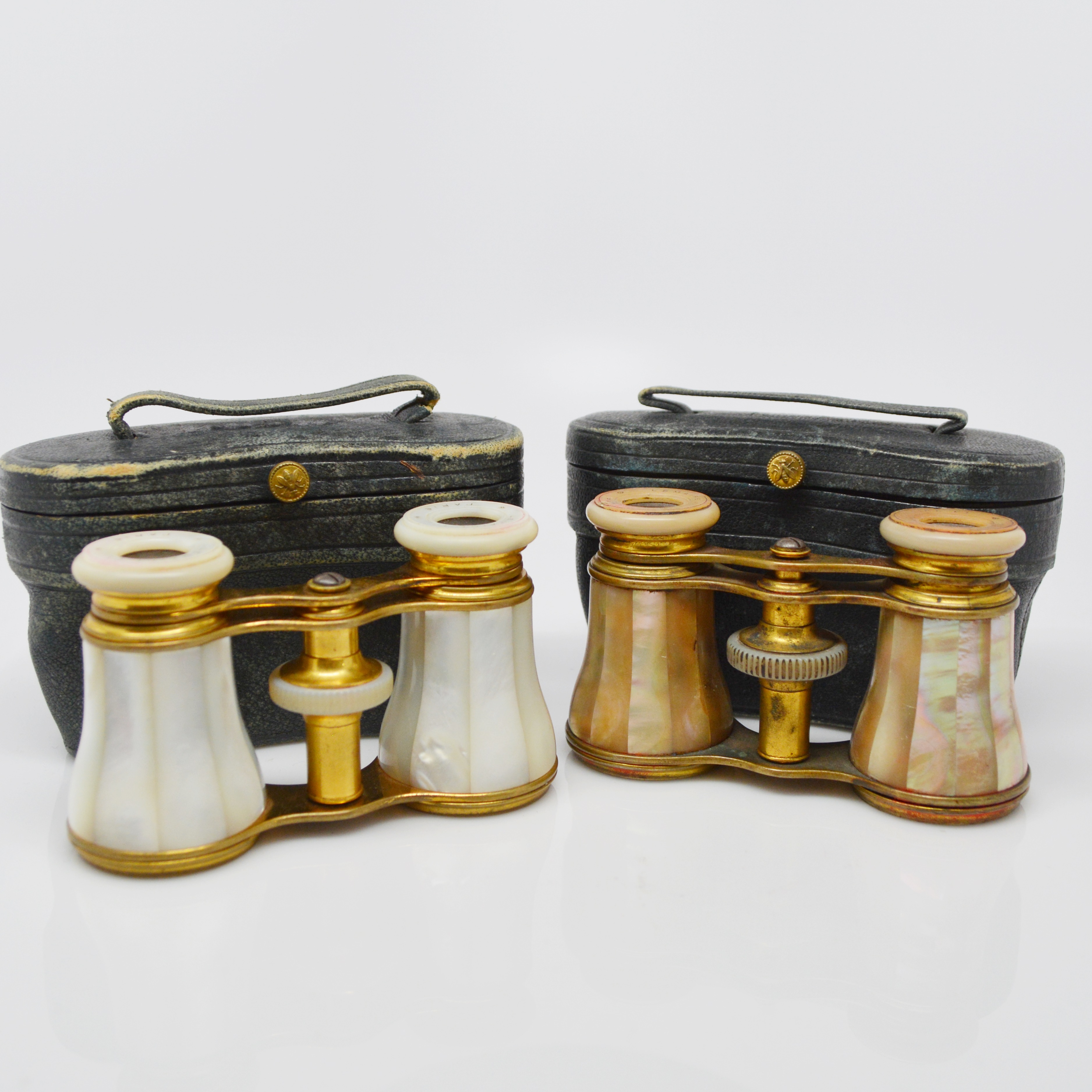 Two Vintage French Lemaire Mother of Pearl Opera Glasses