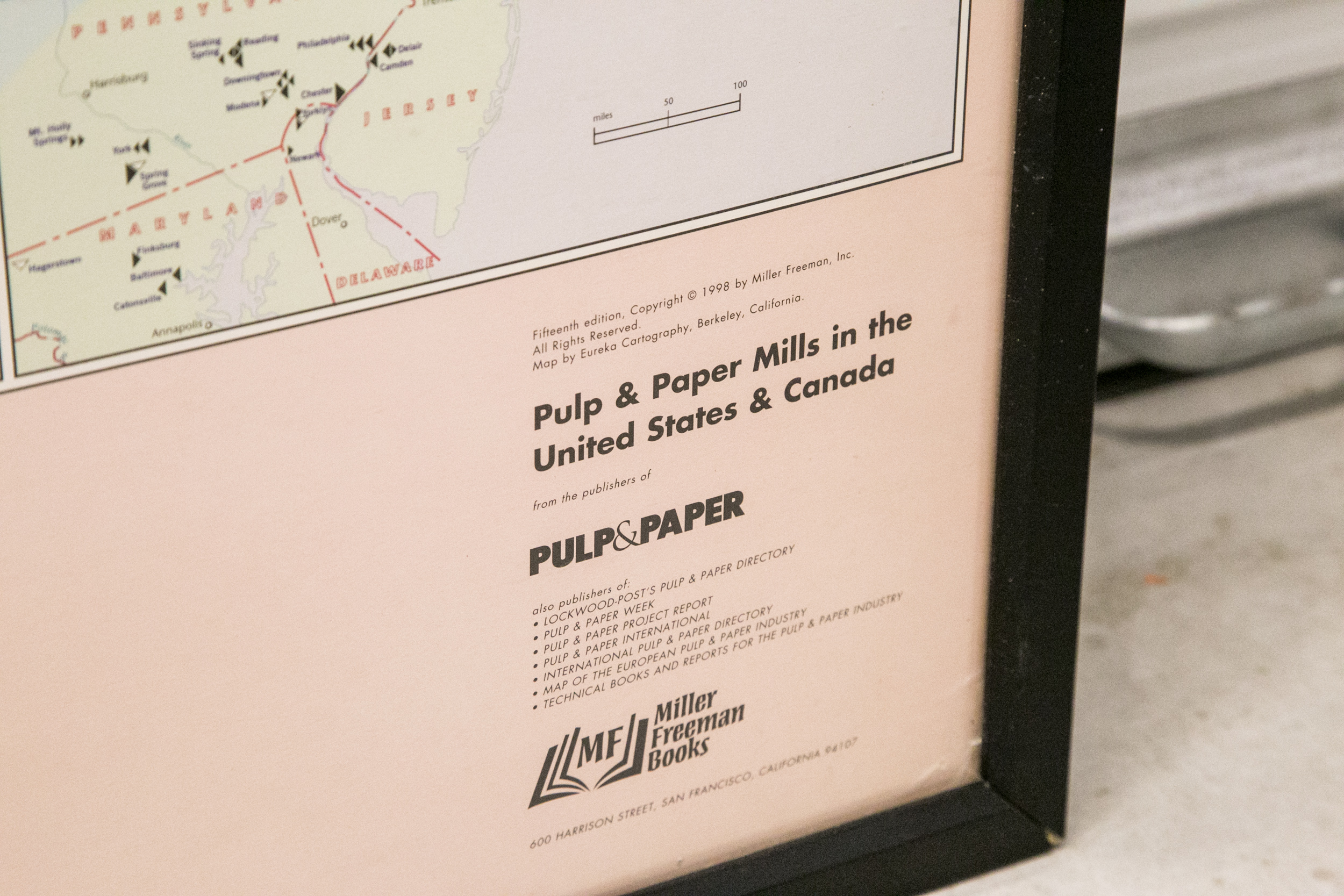 Framed "Pulp & Paper Mills" Map