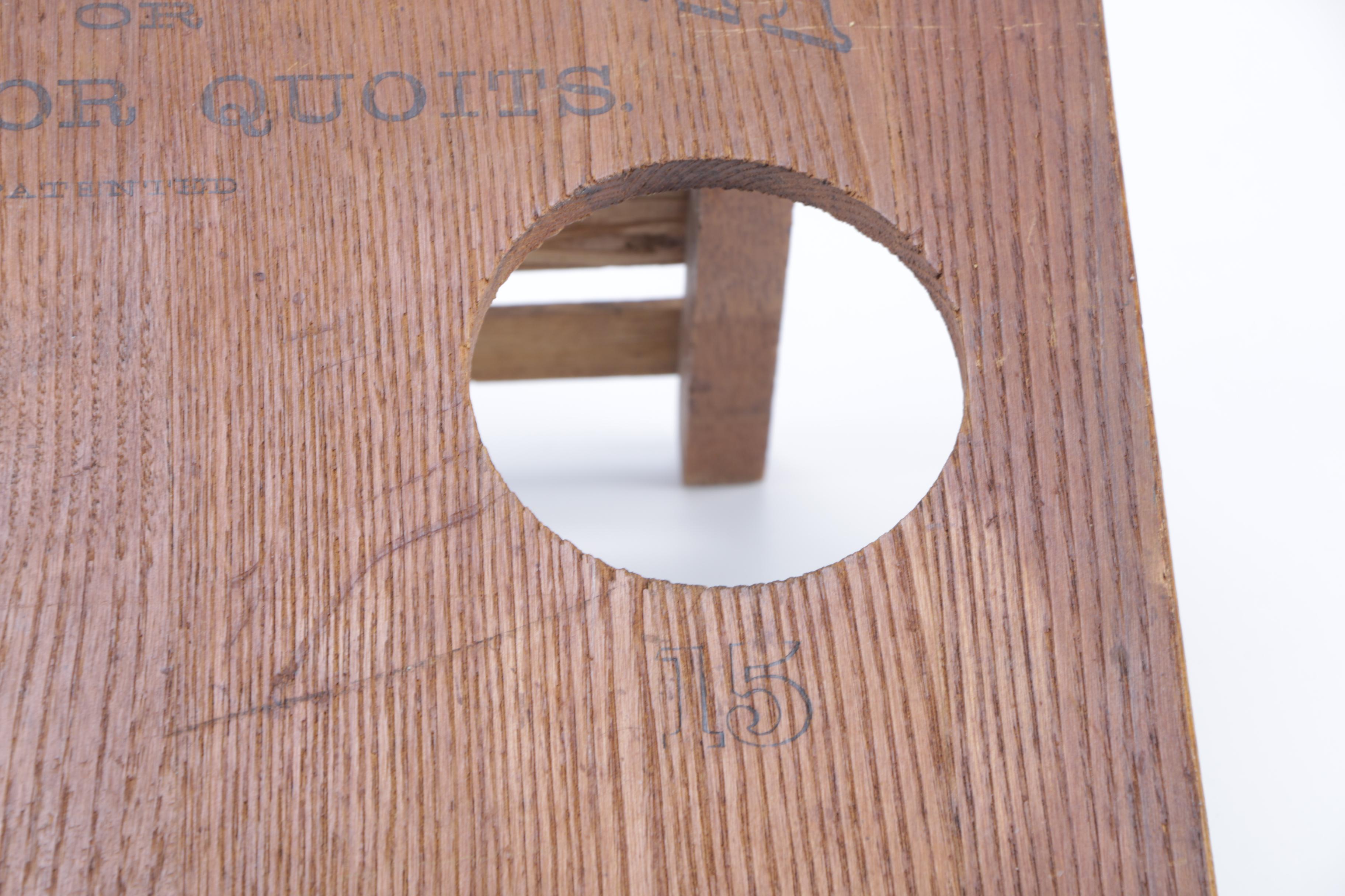 Antique Wooden Games Including 1880s Cornhole Predecessor "Faba Baga; or Parlor Quoits"