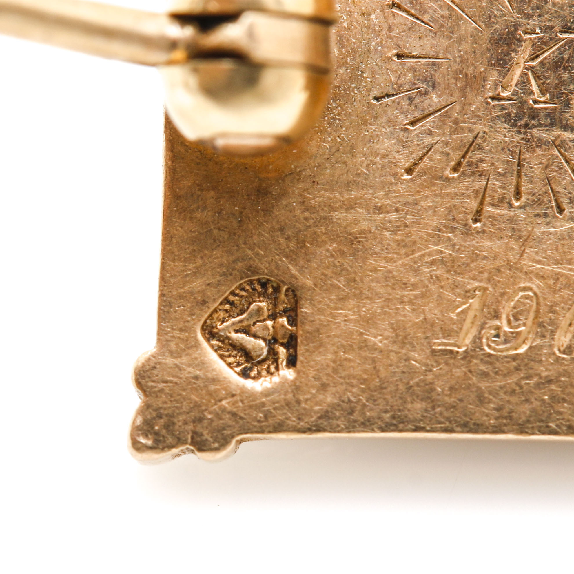 14K Yellow Gold Antique College Pin and Monogrammed Pin