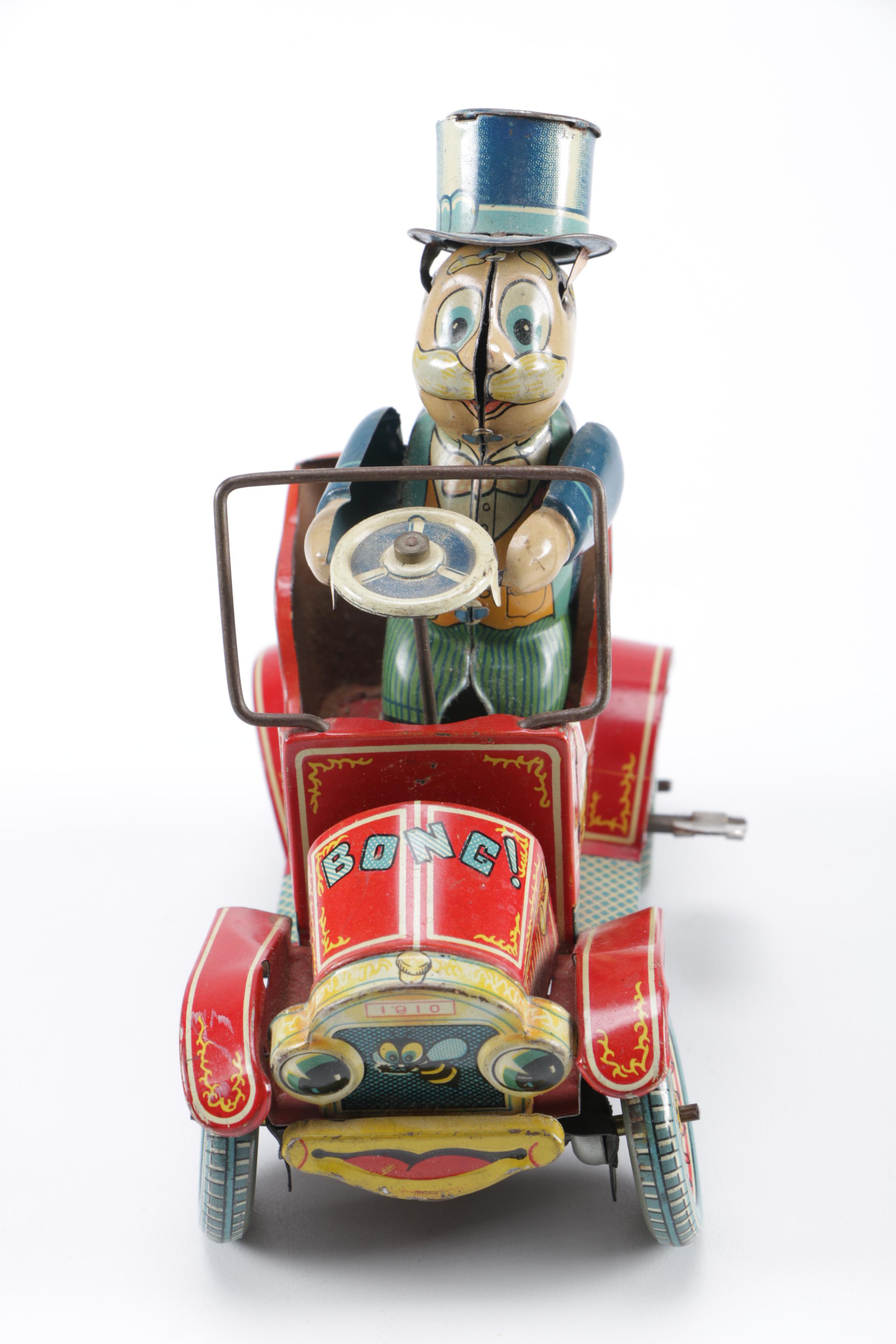 Vintage "Grandpa's New Car" Tin Wind-Up Toy