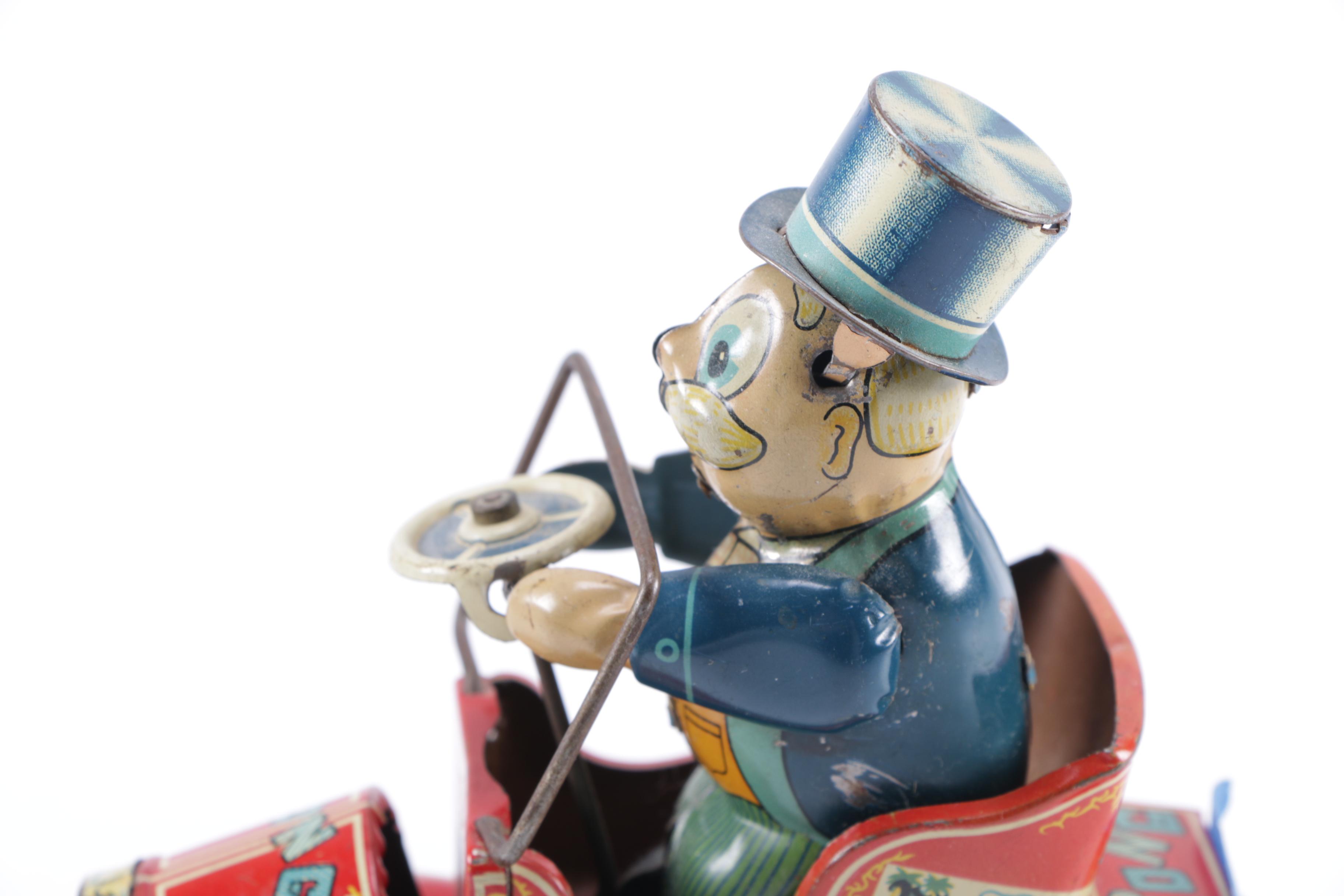 Vintage "Grandpa's New Car" Tin Wind-Up Toy