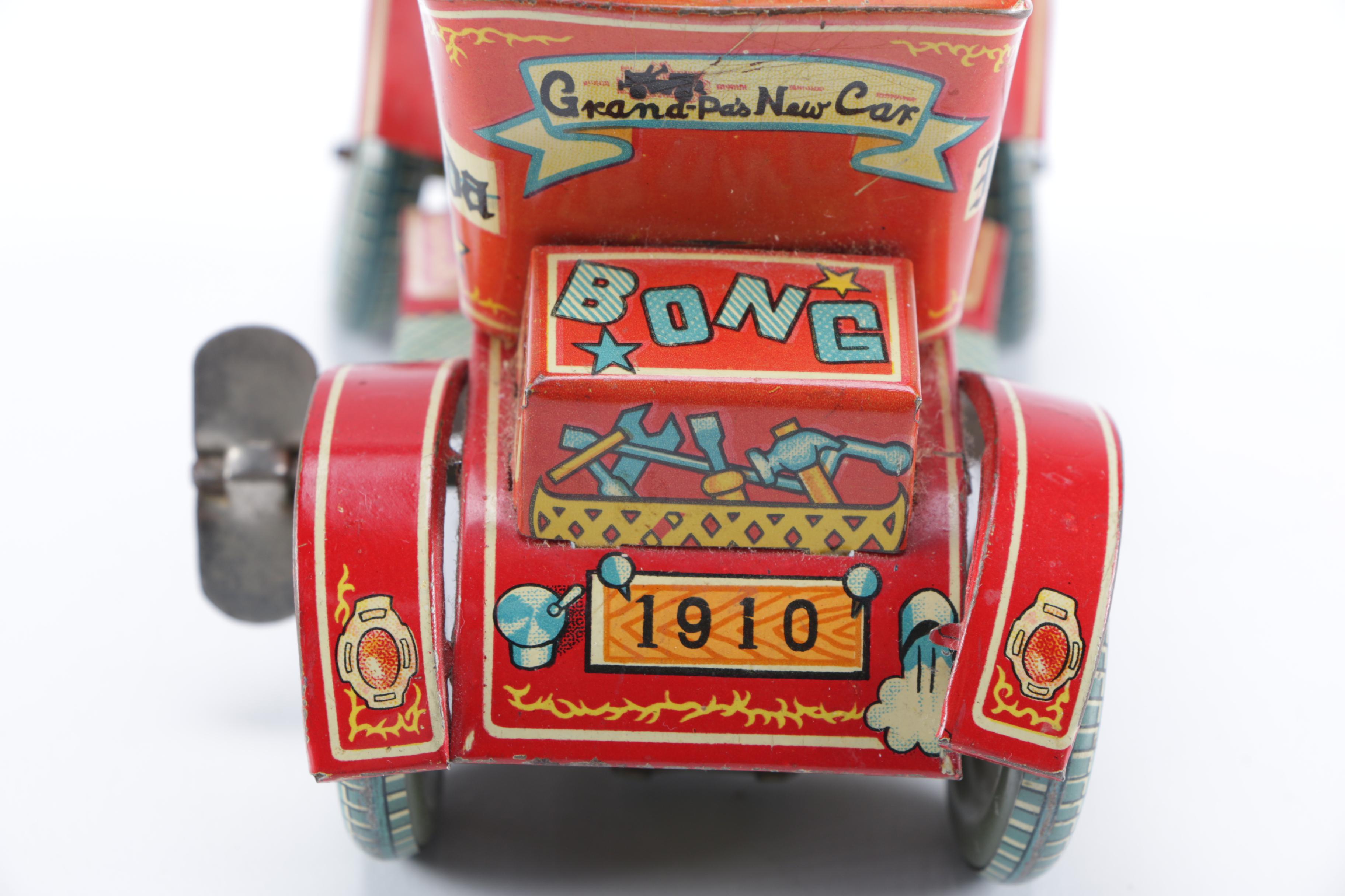 Vintage "Grandpa's New Car" Tin Wind-Up Toy
