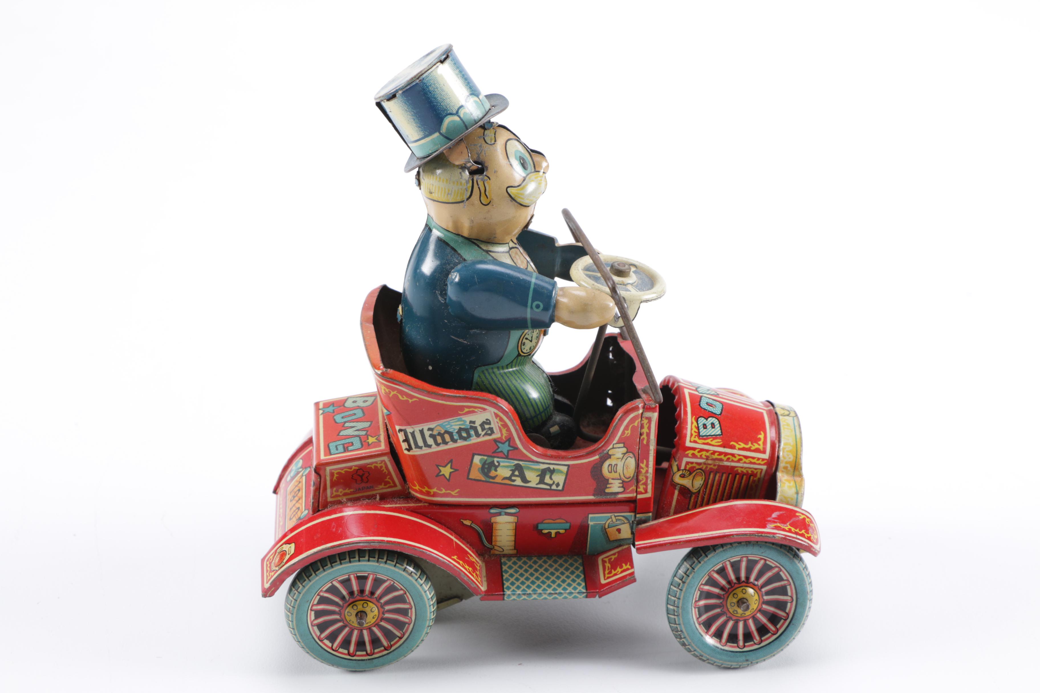 Vintage "Grandpa's New Car" Tin Wind-Up Toy