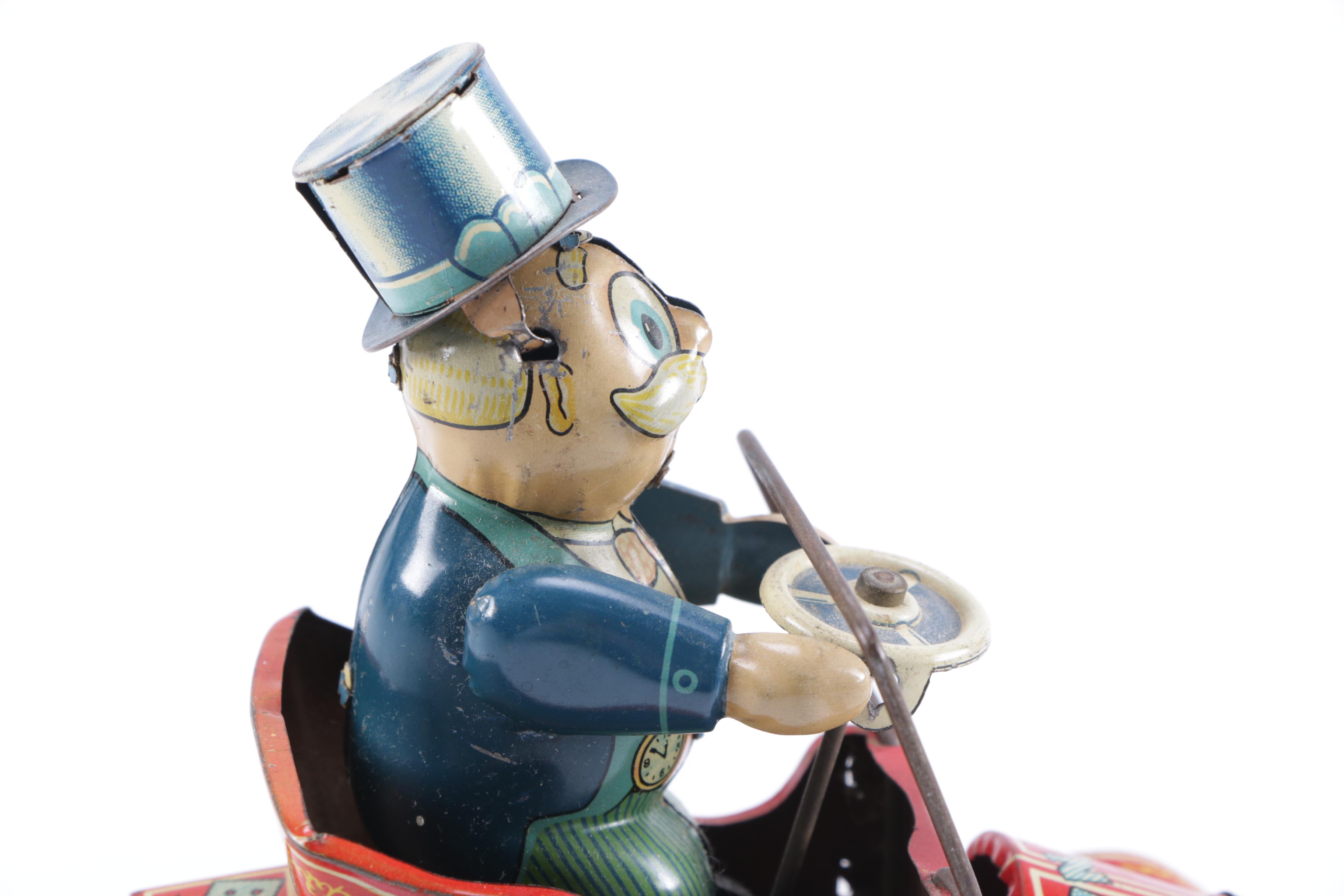 Vintage "Grandpa's New Car" Tin Wind-Up Toy