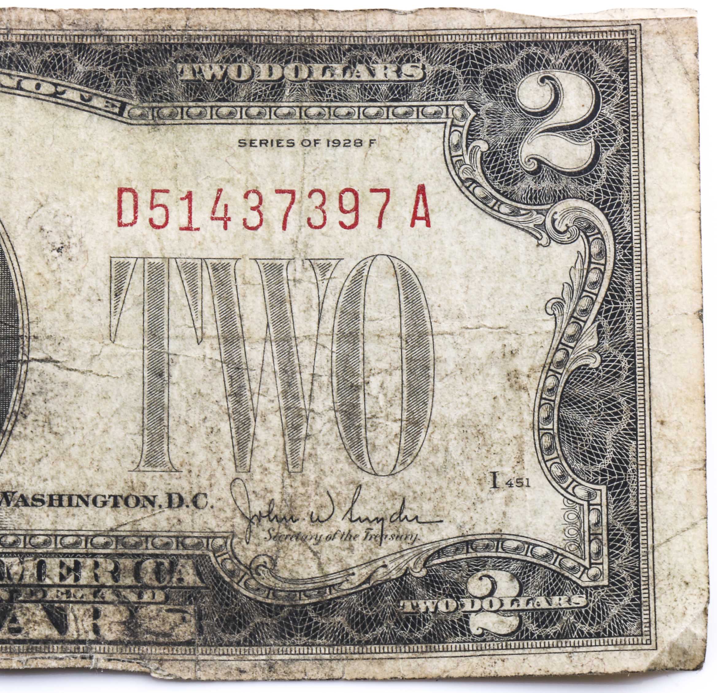 Series 1928-F $2 Legal Tender Note
