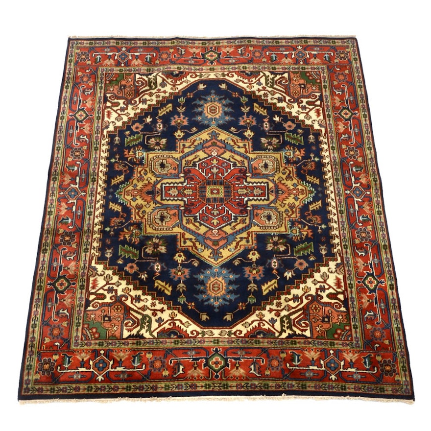 Indo-Heriz Hand Knotted Wool Area Rug