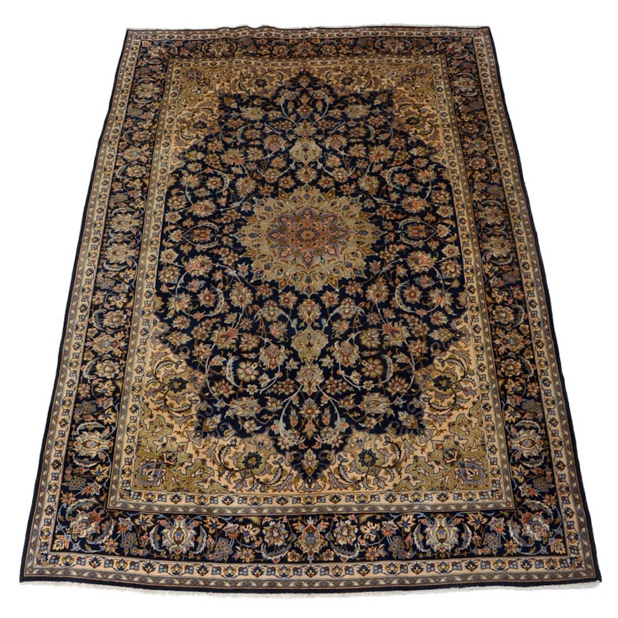 Vintage Persian Isfahan Hand Woven Wool Room-Sized Area Rug