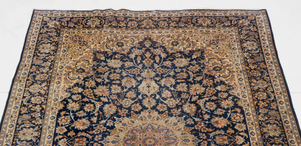 Vintage Persian Isfahan Hand Woven Wool Room-Sized Area Rug