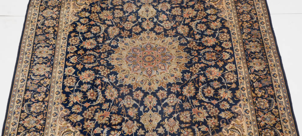 Vintage Persian Isfahan Hand Woven Wool Room-Sized Area Rug