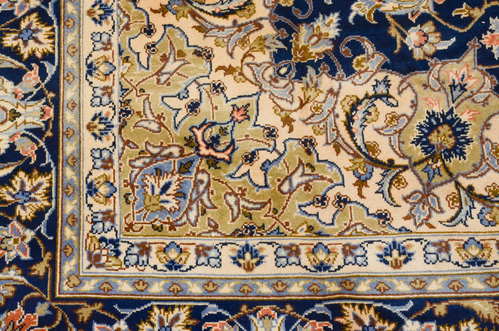 Vintage Persian Isfahan Hand Woven Wool Room-Sized Area Rug