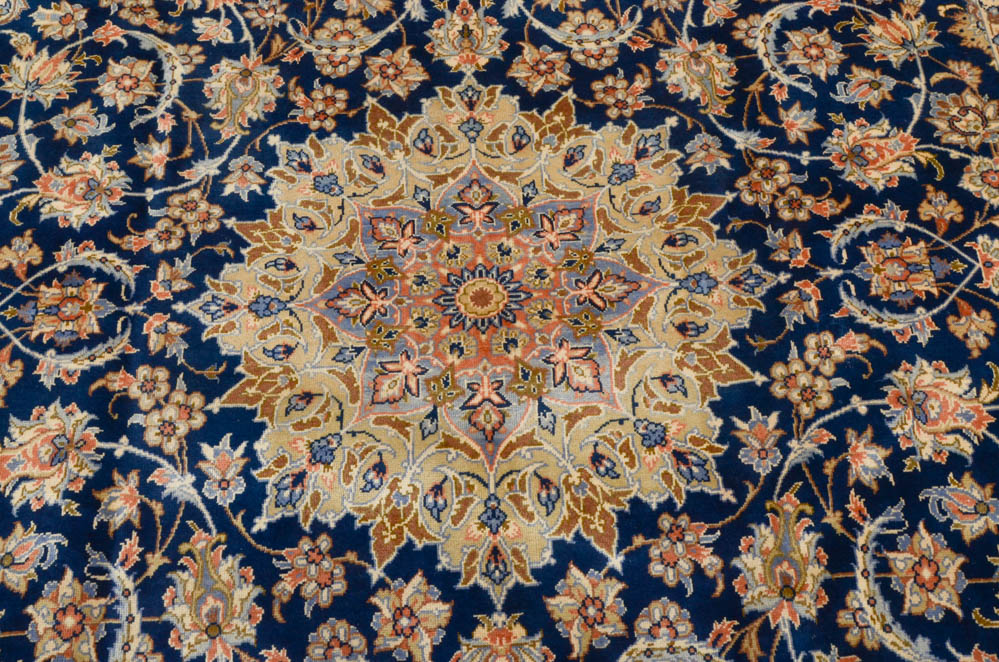 Vintage Persian Isfahan Hand Woven Wool Room-Sized Area Rug