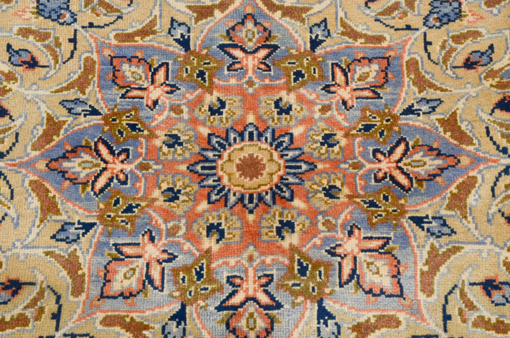 Vintage Persian Isfahan Hand Woven Wool Room-Sized Area Rug