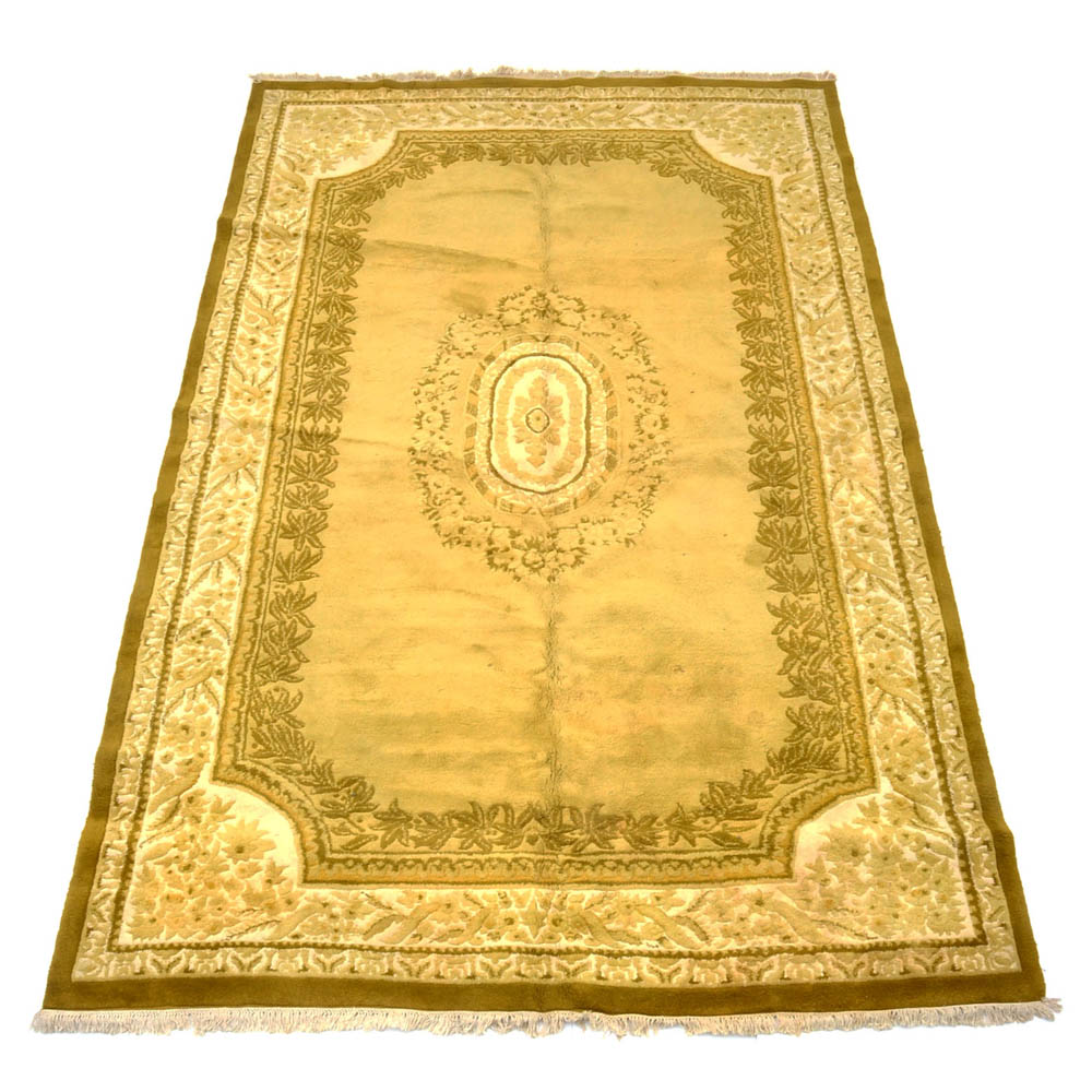 Hand-Woven Khalabar Golden Wool Room-Sized Area Rug