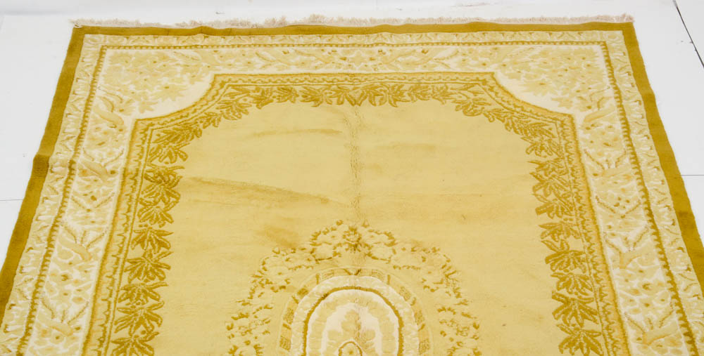 Hand-Woven Khalabar Golden Wool Room-Sized Area Rug