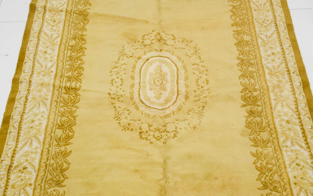 Hand-Woven Khalabar Golden Wool Room-Sized Area Rug