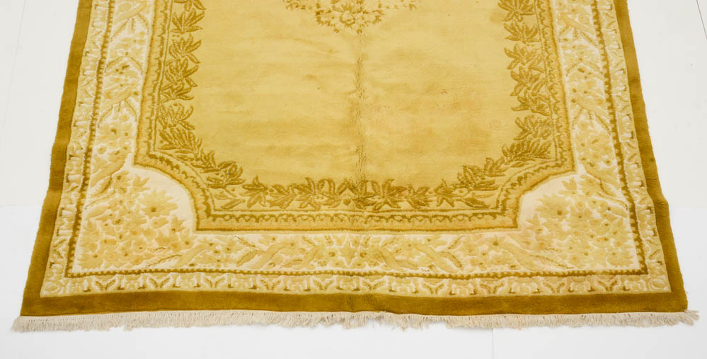 Hand-Woven Khalabar Golden Wool Room-Sized Area Rug