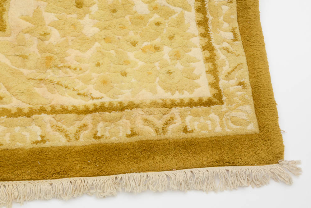 Hand-Woven Khalabar Golden Wool Room-Sized Area Rug