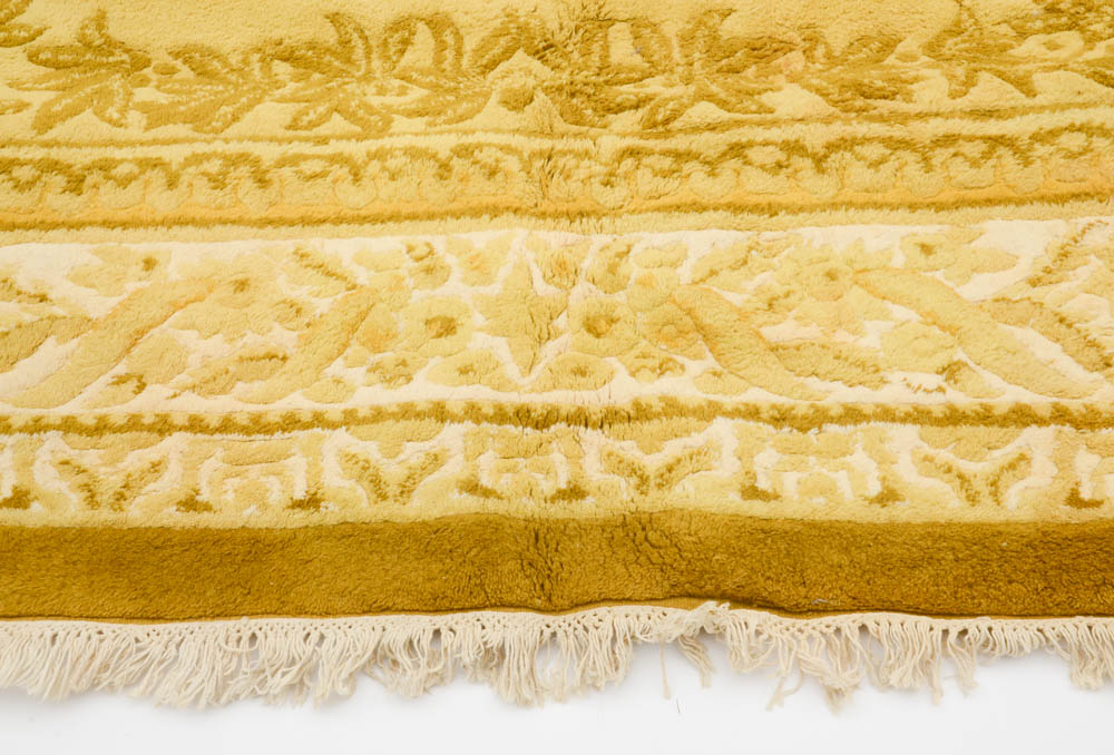 Hand-Woven Khalabar Golden Wool Room-Sized Area Rug